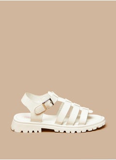 MISSY Girls Solid Open Toe Sandals With Buckle Closure  - Image 1