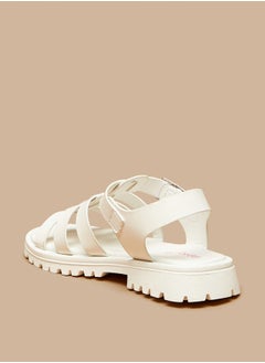 MISSY Girls Solid Open Toe Sandals With Buckle Closure  - Image 3
