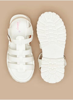 MISSY Girls Solid Open Toe Sandals With Buckle Closure  - Image 4