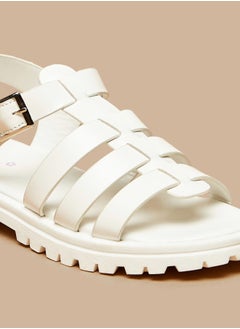 MISSY Girls Solid Open Toe Sandals With Buckle Closure  - Image 5