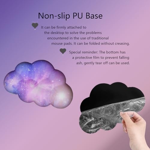 WFCYGL Cloud Wrist Rest Keyboard Purple Cloud Mouse Pad Set 4PCS Galaxy Large Desk Mat Ergonomic Space Wrist Pad Support Memory Foam Non-Slip Wrist Rest for Keyboard and Mouse Computer Gaming Home Office - Image 3