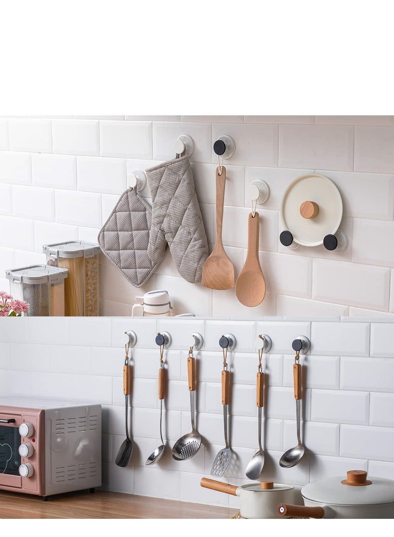 Heavy Duty Suction Cup Hooks - Versatile Black  White Hangers for Bathroom, Garden, Glass Door, Window, Wall - Ideal for Towels, Wreaths - 6 Pack - Easy Install, Weather Resistant - Image 5