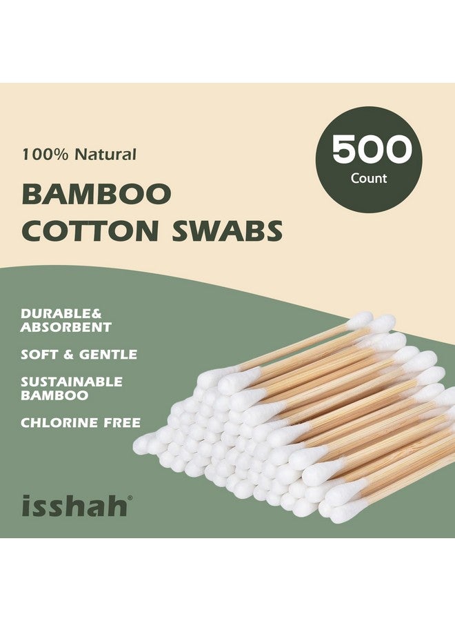 Isshah Bamboo Cotton Swabs - 500 Count - FSC Certified and PETA Approved, Eco Friendly Double Tips, Plastic Free Ear Sticks, All Natural 100% Biodegradable Organic Cotton buds by Isshah - Image 2