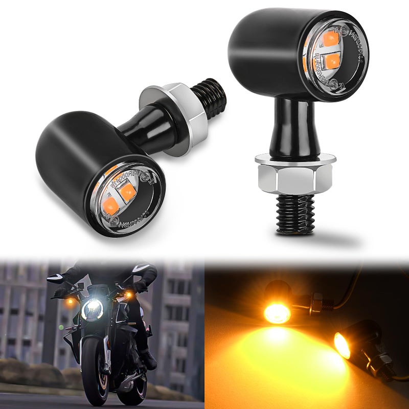 Nilight Motorcycle LED Turn Signals Front Indicator Light Yellow Beam Mini Size Blinkers Compatible with Harley Honda Kawasaki Suzuki Triumph Yamaha Cruiser - Image 1