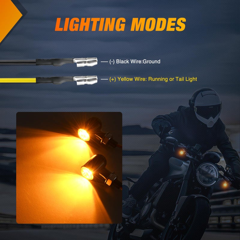 Nilight Motorcycle LED Turn Signals Front Indicator Light Yellow Beam Mini Size Blinkers Compatible with Harley Honda Kawasaki Suzuki Triumph Yamaha Cruiser - Image 2
