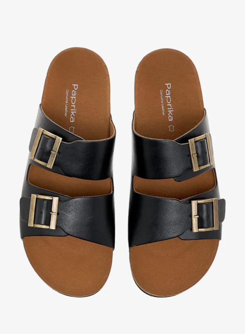 Paprika Women's Buckle Accent Slip-On Sandals