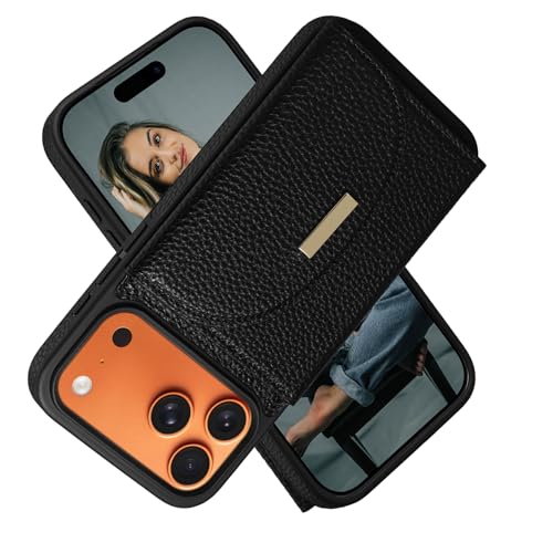 Keallce Wallet Case for iPhone 17 Pro Max 6.9'', Flip Case with RFID Blocking Card Holder Slots Kickstand, PU Leather Protective Folio Cover for Women, Black - Image 1