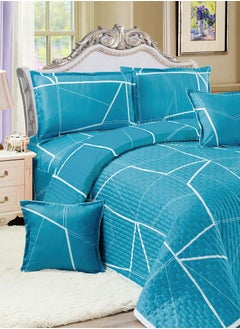 Sleep night Sleep Night Compressed 6 Pieces Comforter Set King Size 220 X 240Cm Reversible Bedding Set for All Seasons Double Side Quilt Stitching Green  - Image 2