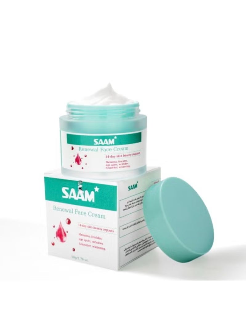 Renewal Face Cream, Renewal Face Cream Anti-Wrinkle Skin Repair Face Cream, Brightening Facial Cream, Dark Spots Cream,Face Wrinkle Cream for All Skin Types, Saam Face Cream Korean 50g