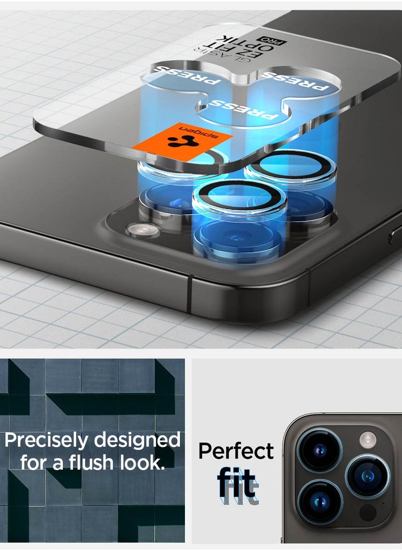 Spigen Glastr Ez Fit Optik PRO Camera Lens Screen Protector for iPhone 16 Pro Max/ iPhone 16 Pro | iPhone 15 Pro MAX/ iPhone 15 PRO | iPhone 14 Pro Max/ iPhone 14 Pro - Crystal Clear [2 Pack]  - Image 5