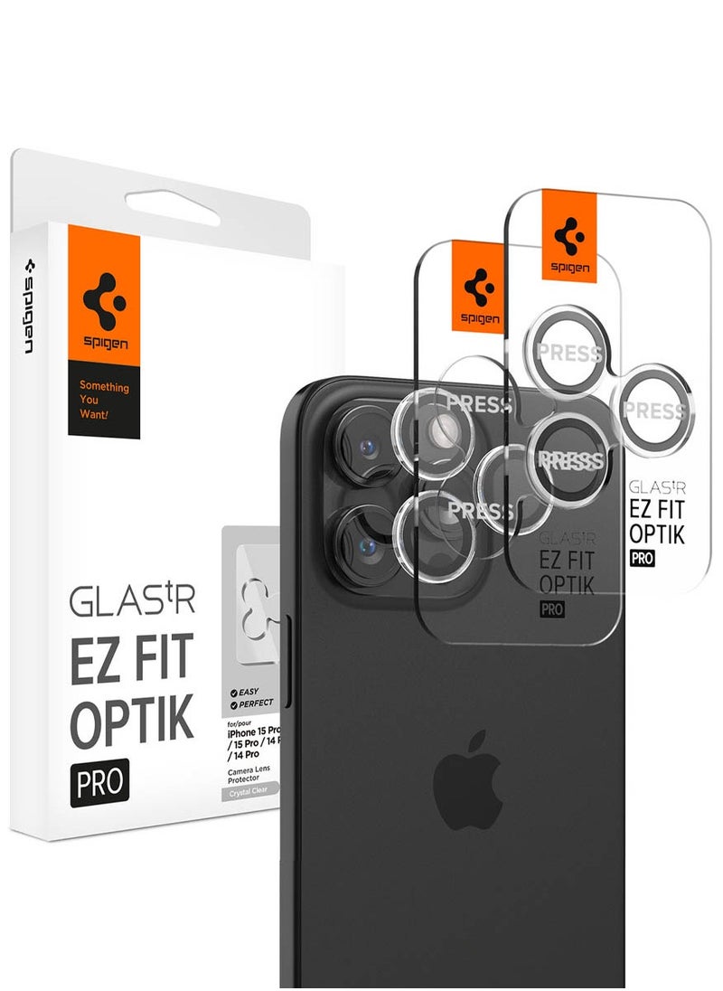 Spigen Glastr Ez Fit Optik PRO Camera Lens Screen Protector for iPhone 16 Pro Max/ iPhone 16 Pro | iPhone 15 Pro MAX/ iPhone 15 PRO | iPhone 14 Pro Max/ iPhone 14 Pro - Crystal Clear [2 Pack]  - Image 1