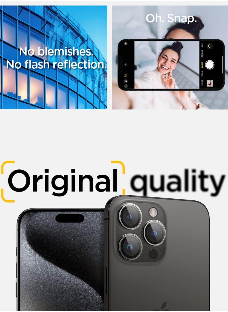 Spigen Glastr Ez Fit Optik PRO Camera Lens Screen Protector for iPhone 16 Pro Max/ iPhone 16 Pro | iPhone 15 Pro MAX/ iPhone 15 PRO | iPhone 14 Pro Max/ iPhone 14 Pro - Crystal Clear [2 Pack]  - Image 4