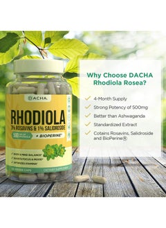 Natural Rhodiola Rosea Supplement - 120 CAPS 500mg, 3% Rosavins 1% Salidroside, Full 4-Month Supply, Bioperine Enhanced Absorbtion, Mood, Focus, and Brain Booster, Clarity & Stress Support - pzsku/ZA7F754882D2035C76E88Z/45/_/1740203339/2f95f782-605c-4c7f-b67f-0d22d0f2b6a4