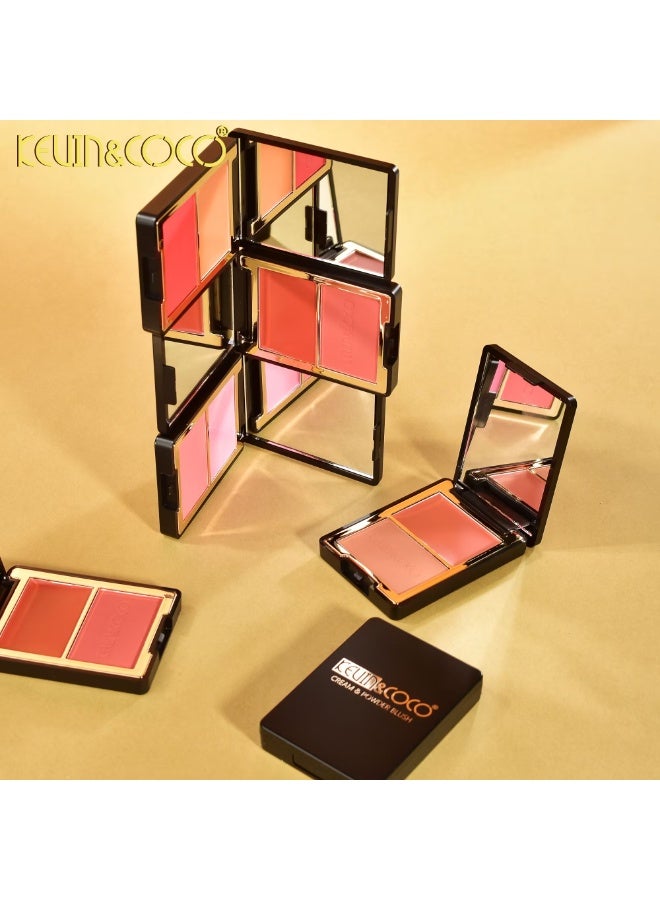 Kevin & Coco KEVIN&COCO Twilight Dual-Color Cream Blush Palette, Highly Pigmented, Long-Wearing, Smooth Touch - Image 4