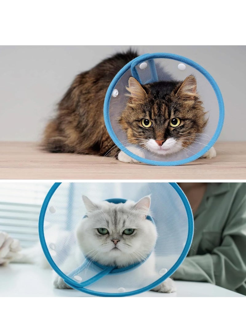 طوق إليزابيثي خفيف الوزن قابل للتعديل على شكل مخروط قطة للحيوانات الأليفة للقطط والكلاب مخروط رأس القط المستخدم لوقف لعق طوق التعافي للقطط مناسب للتعافي من الجراحة أزرق - Image 4