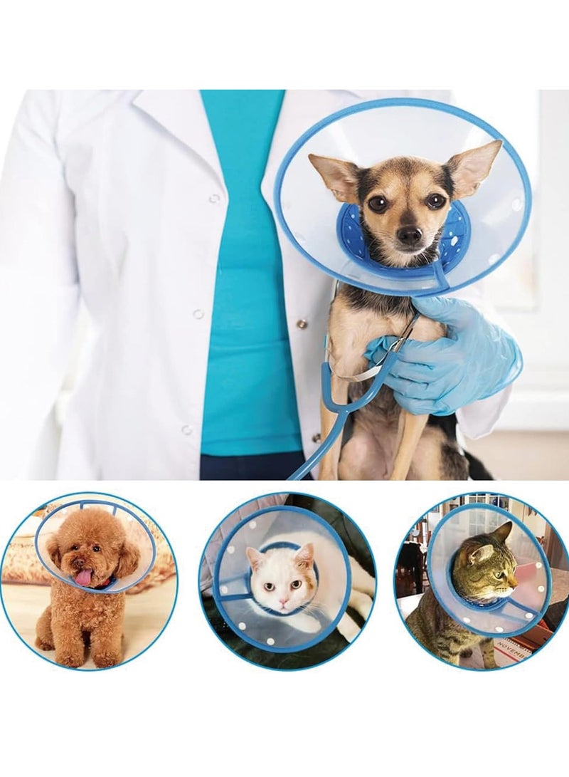 طوق إليزابيثي خفيف الوزن قابل للتعديل على شكل مخروط قطة للحيوانات الأليفة للقطط والكلاب مخروط رأس القط المستخدم لوقف لعق طوق التعافي للقطط مناسب للتعافي من الجراحة أزرق - Image 5