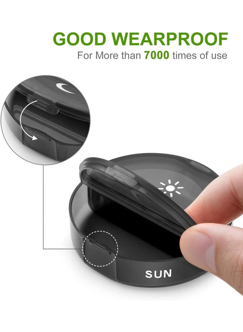 Halamine Pill Organizer ，2 Times a Day, Weekly AM PM Pill Box, Large Capacity 7 Day Pill Cases for Pills/Vitamin/Fish Oil/Supplements (Black) - Image 2