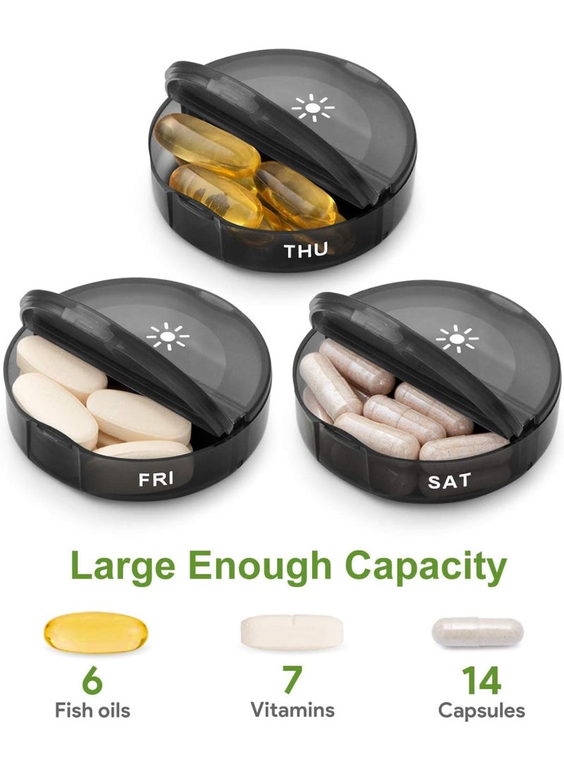 Halamine Pill Organizer ，2 Times a Day, Weekly AM PM Pill Box, Large Capacity 7 Day Pill Cases for Pills/Vitamin/Fish Oil/Supplements (Black) - Image 4