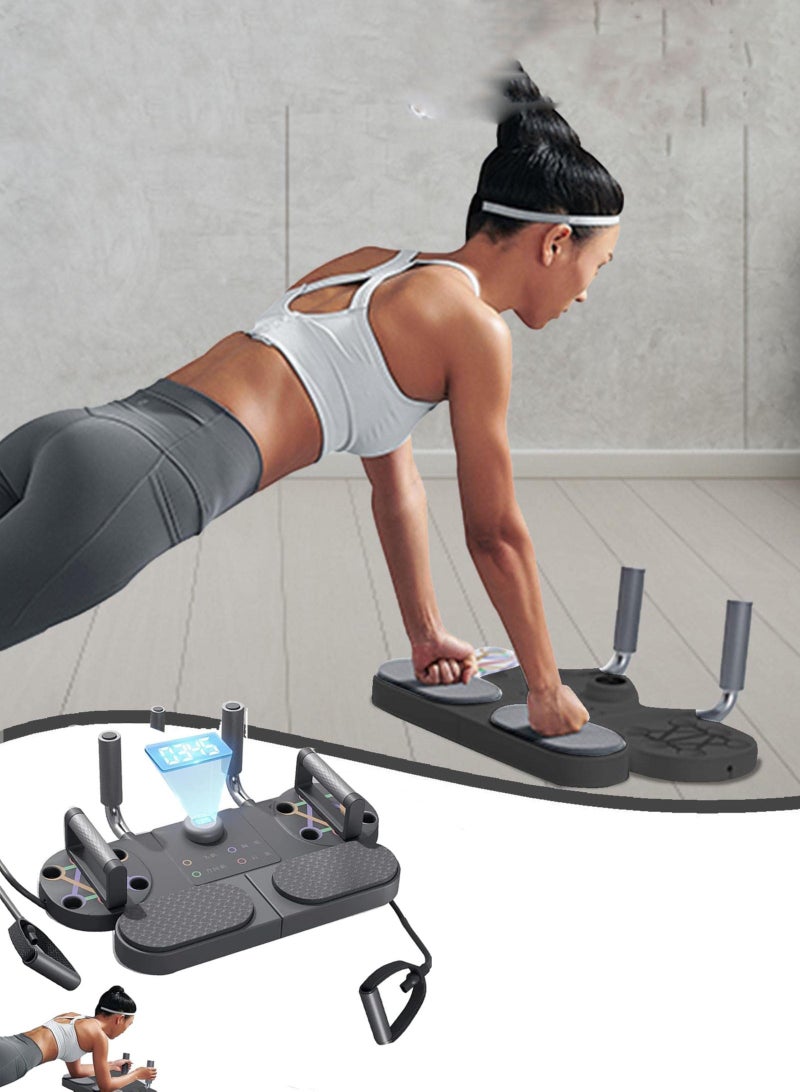 Arabest 5 in 1 Push Up Board, Multifunction Press Up Board with Timing Resistance Bands,Muscles Exercise Pushups Training, 5 In 1 Abdominal Training Board, Suitable For Indoor, Outdoor, Training Room (Black) - Image 2