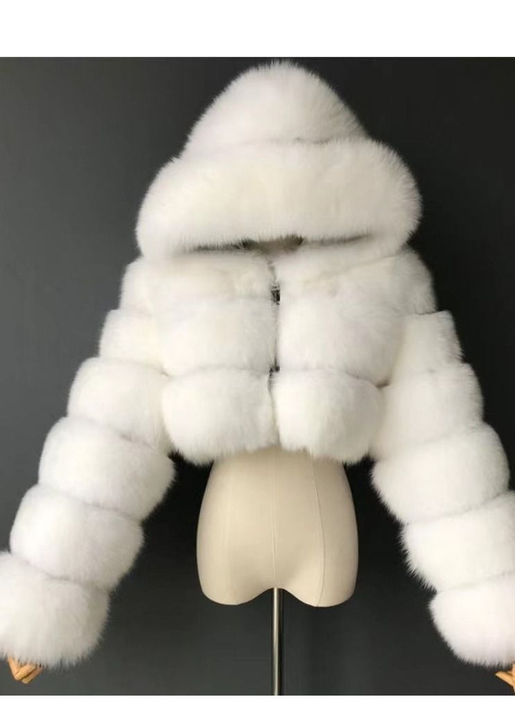 Loquat - Fall/Winter Fashion Faux Fox Wool Hooded Short Style Coat - Image 1