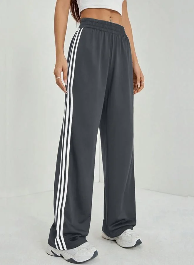 تايك تو Take Two Grey Side Striped Detail Wide Leg Pants