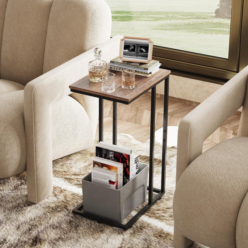 WLIVE C Shaped End Table, Small Side Tables for Sofa and Bed, Couch Table That Slides Under for Living Room, Bedroom, Home Office, Small Spaces - Image 2