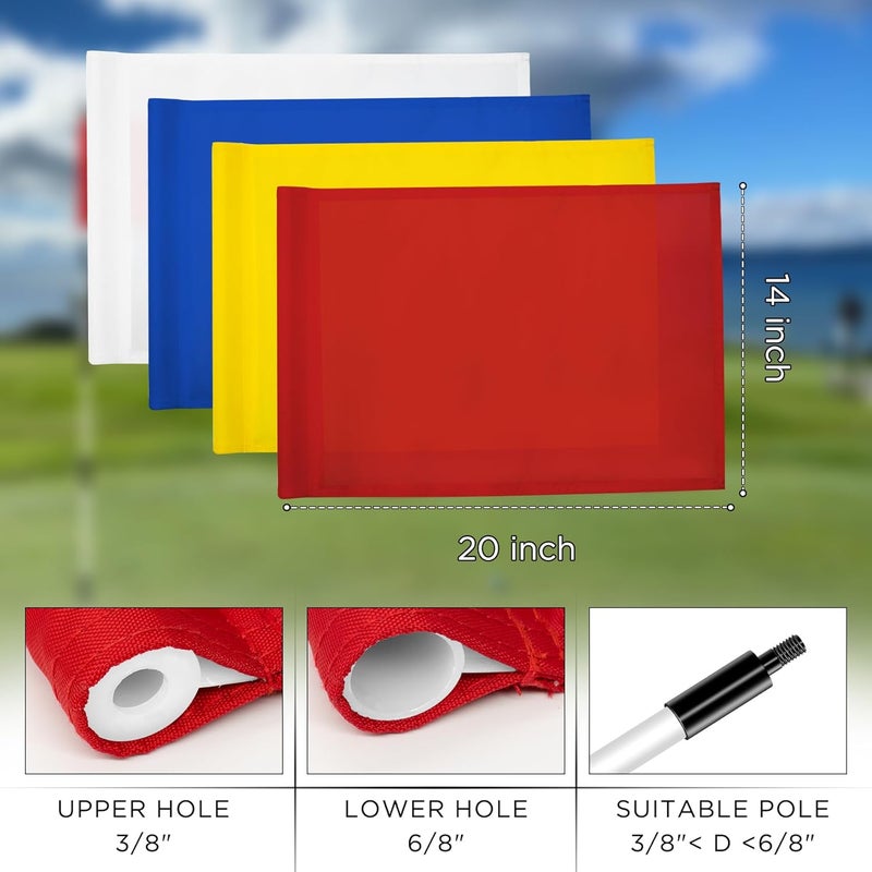 KINGTOP Golf Flag 20x14 Inch - Mixed Color, 420D Nylon, Tube Inserted - Standard Putting Green Flags for Backyard Practice, Golf Courses, Country Club, 4-Pack - Image 3