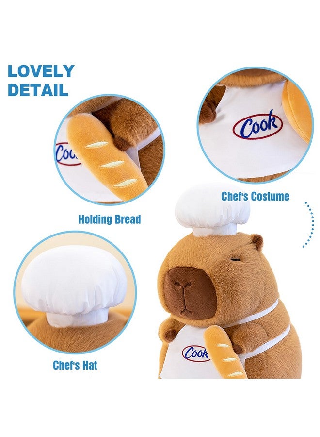 Ditucu Cute Capybara Plush with Cooking Chef Hat French Baguette Bread Capibara Stuffed Animal Soft Plushies Toys Gifts for Kids Brown 13.7 inch - Image 4