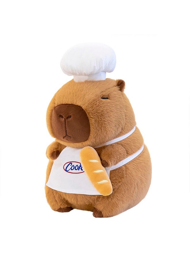 Ditucu Cute Capybara Plush with Cooking Chef Hat French Baguette Bread Capibara Stuffed Animal Soft Plushies Toys Gifts for Kids Brown 13.7 inch - Image 1