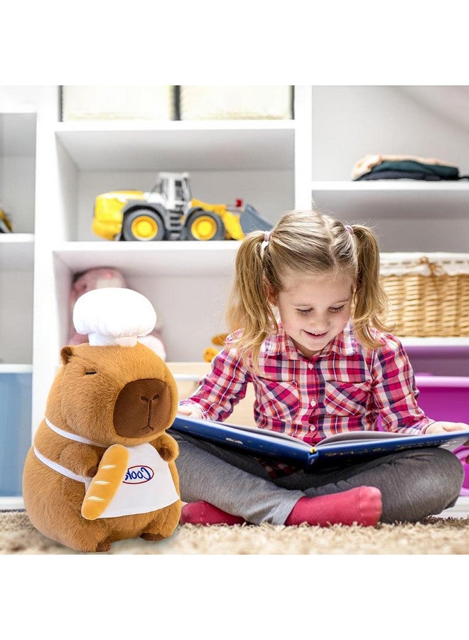 Ditucu Cute Capybara Plush with Cooking Chef Hat French Baguette Bread Capibara Stuffed Animal Soft Plushies Toys Gifts for Kids Brown 13.7 inch - Image 3