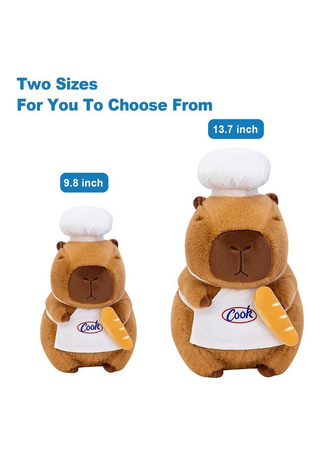 Ditucu Cute Capybara Plush with Cooking Chef Hat French Baguette Bread Capibara Stuffed Animal Soft Plushies Toys Gifts for Kids Brown 13.7 inch - Image 2