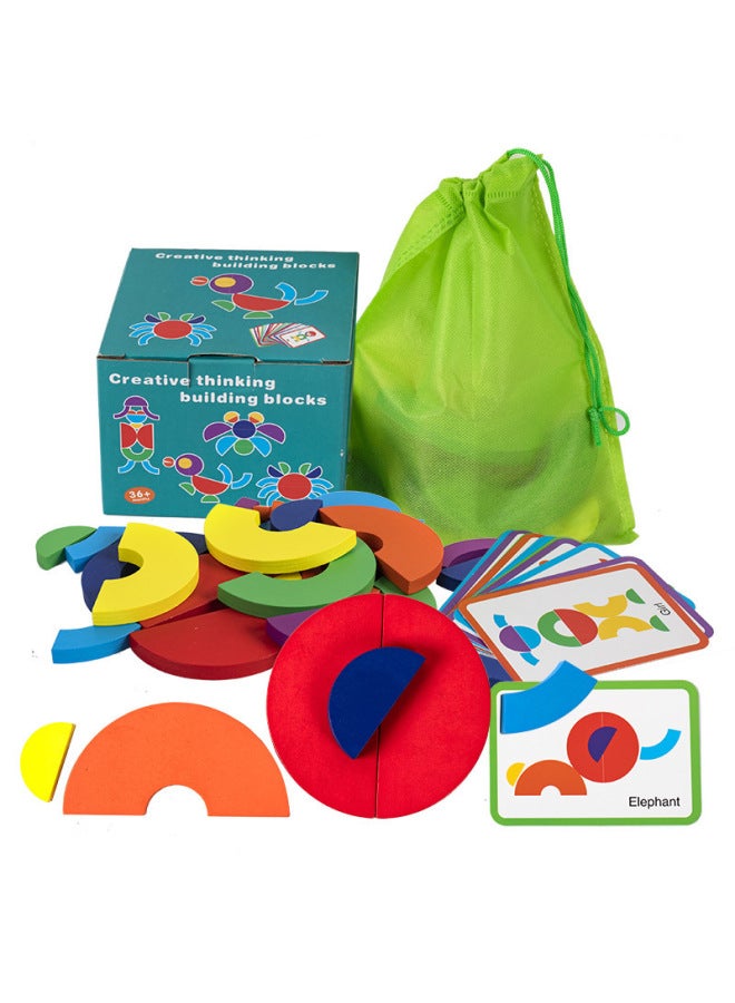 Creative Assembled Round Three-Dimensional Puzzle Toys Kindergarten Children's Educational Shape Matching Large Particle Building Blocks Toys-Color:Thinking Puzzle Building Blocks - Image 1