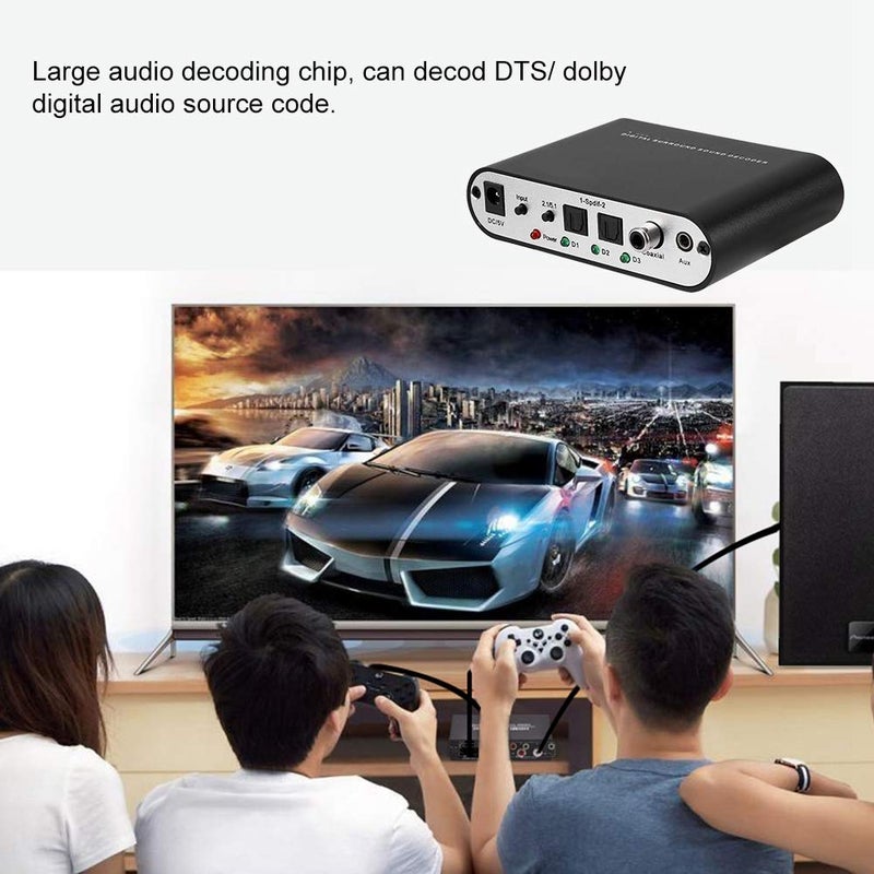 comfrt Strong Digital DTS Channel Decoder, Professional 5.1 Audio Converter Optical Fiber Coaxial Sound Adapter 110-240V - Image 2