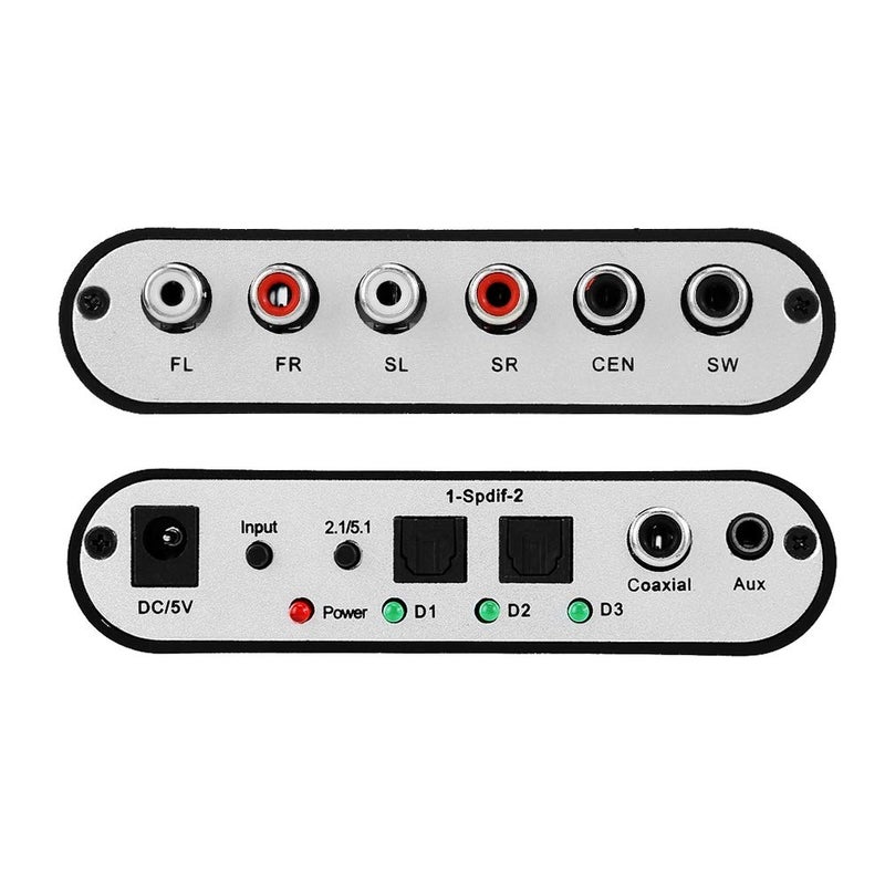 comfrt Strong Digital DTS Channel Decoder, Professional 5.1 Audio Converter Optical Fiber Coaxial Sound Adapter 110-240V - Image 3