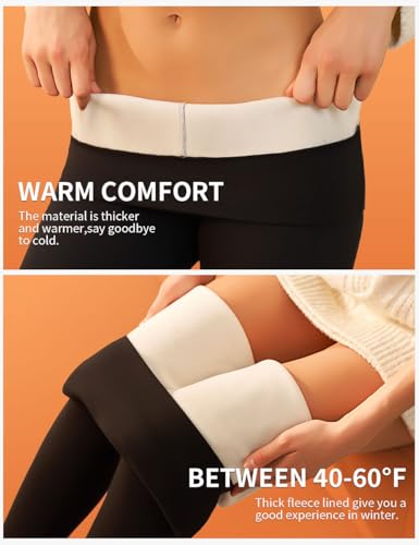 Bluemaple Women's Fleece Lined Leggings High Waisted Tummy Control Thermal Warm Winter for Women Workout Yoga Pants - Image 5