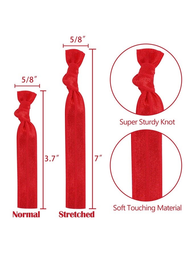 MEEDEE 100 Pack Red Hair Accessories: Soft, No-Crease, No-Damage Knotted Ribbon Hair Ties & Ouchless Ponytail Holders for Women, Yoga, and Everyday Wear - Image 3