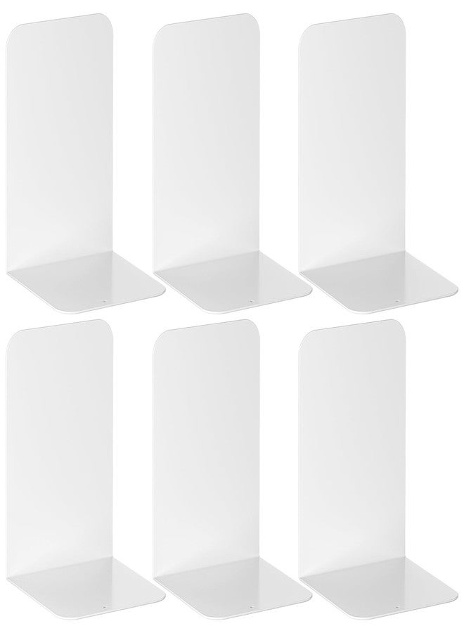 VFINE Bookends 3 Pairs, White Metal Book Ends, Bookends for Shelves, Book Stopper for Heavy Books, Book Dividers for Home Office - Image 1