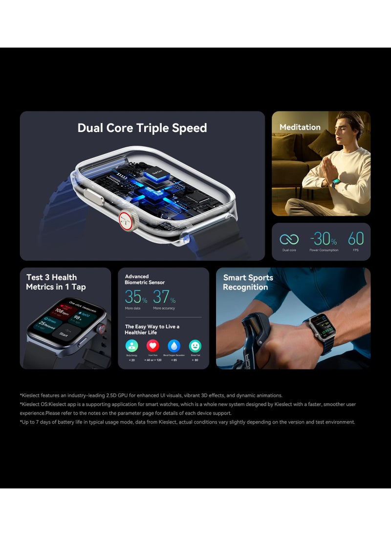 KIESLECT - KIESLECT Ks 2 Calling Smart Watch - black , include blue strap - Image 1
