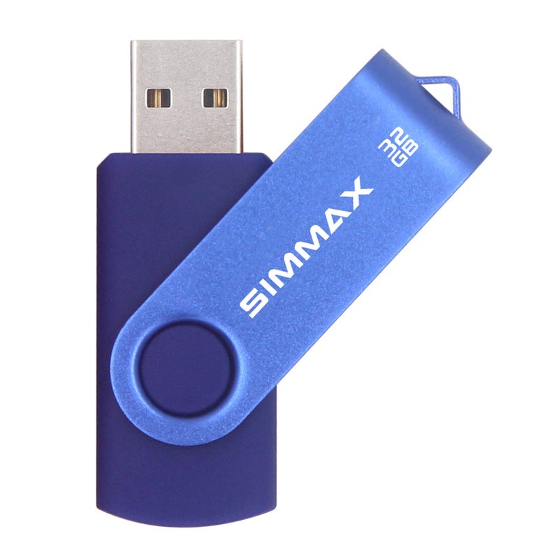 SIMMAX 32GB Memory Stick USB 2.0 Flash Drives Swivel Thumb Drive Pen Drive (32GB Blue) - Image 1