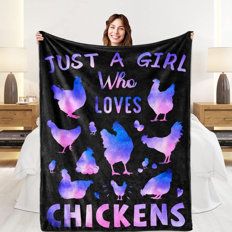 Cute Chick Throw Blanket Black Ultra-Soft Plush Lightweight Portable Cozy Fuzzy Blanket - Machine Washable Plush Throw Blanket for Movie Nights Travel Farm Lovers Home Decoration Women Gifts - Image 1