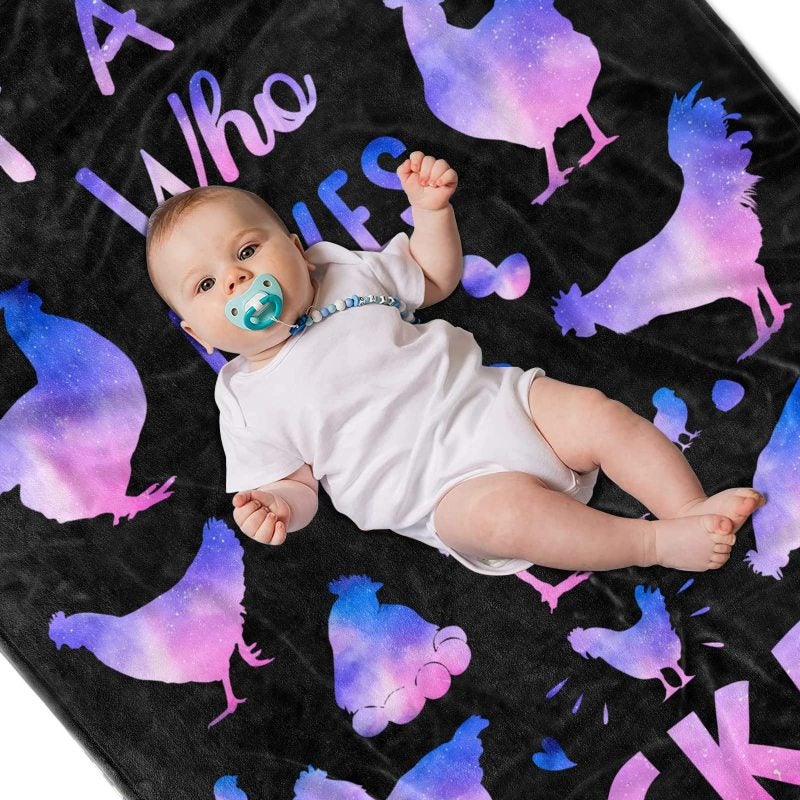 Cute Chick Throw Blanket Black Ultra-Soft Plush Lightweight Portable Cozy Fuzzy Blanket - Machine Washable Plush Throw Blanket for Movie Nights Travel Farm Lovers Home Decoration Women Gifts - Image 5