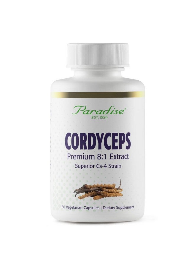 Paradise Herbs Cordyceps CS-4 Extract, Super Potent, Ultra Pure, Vegan Antioxidant, Non GMO, Gluten Free, 60 Vegetarian Capsules - Image 1