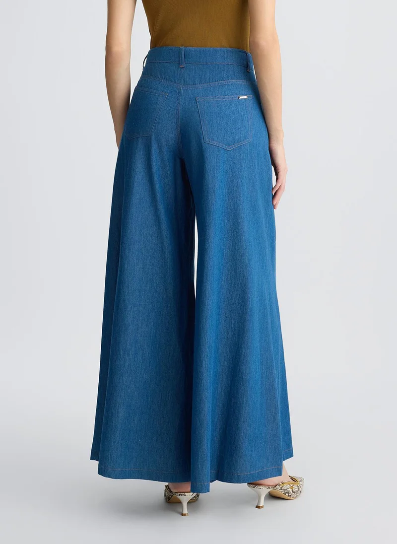 ليو جو بنطال جينز بقصة ساق واسعة