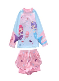 Loquat Girls' Split Body Long Sleeved Swimsuit Multicolour D  - Image 1