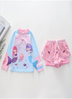 Loquat Girls' Split Body Long Sleeved Swimsuit Multicolour D  - Image 2