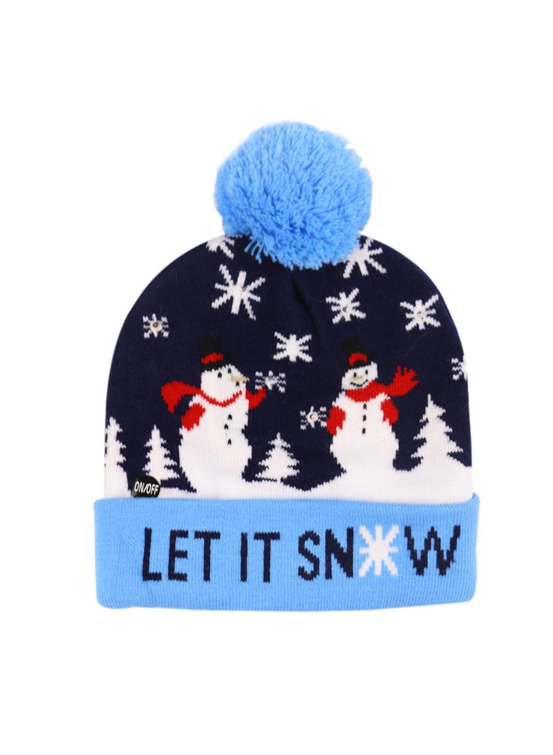 1-Pieces Snowflake Knitted Beanie Winter Outdoor Warm Decorative Hat Style A1 56-60cm - Image 1