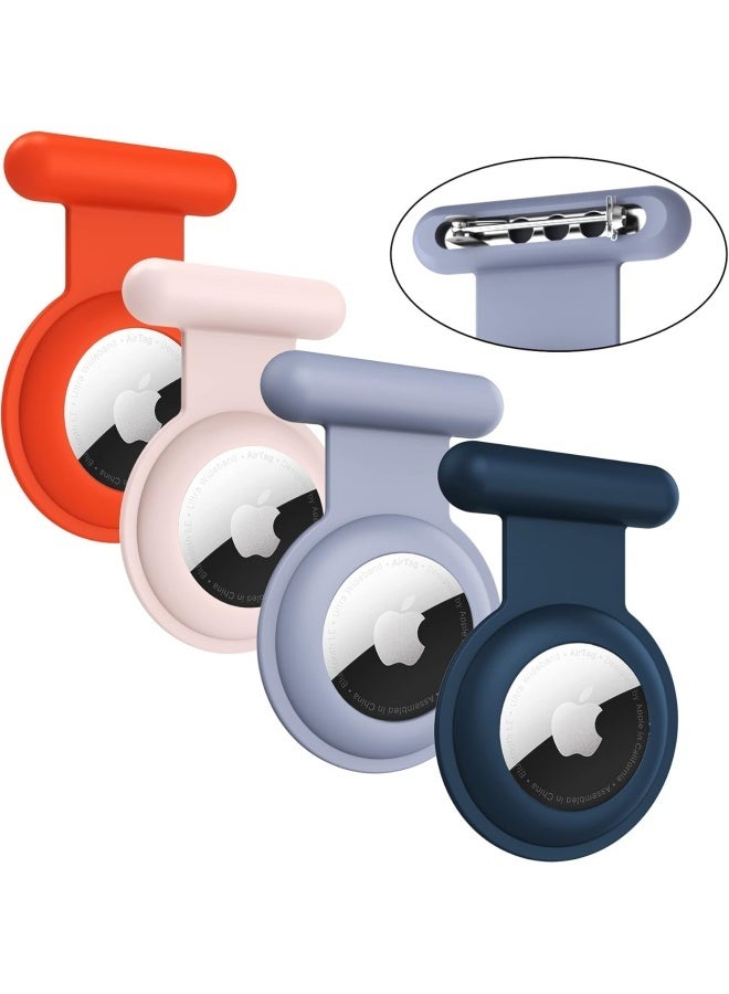 4 Pieces AirTag Holder with Safety, Hidden Wearable AirTag Case with Brooch Clip for Clothes of Kids, Teens, Elder - Image 1