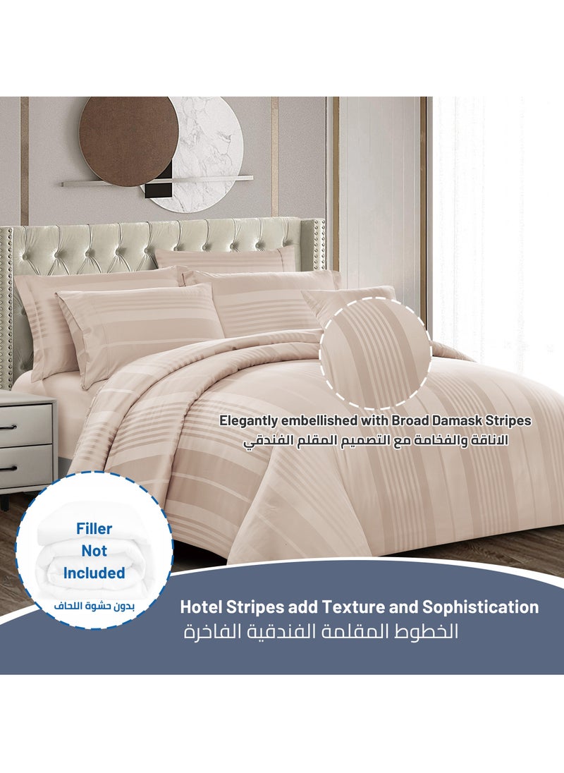 Donetella Hotel Style Duvet Set 7-Pcs King Size Cotton Blend All Season Bedding Set With Bed Quilt Cover/Duvet Cover & Corner Ties(Without Insert), French Oak  - Image 2