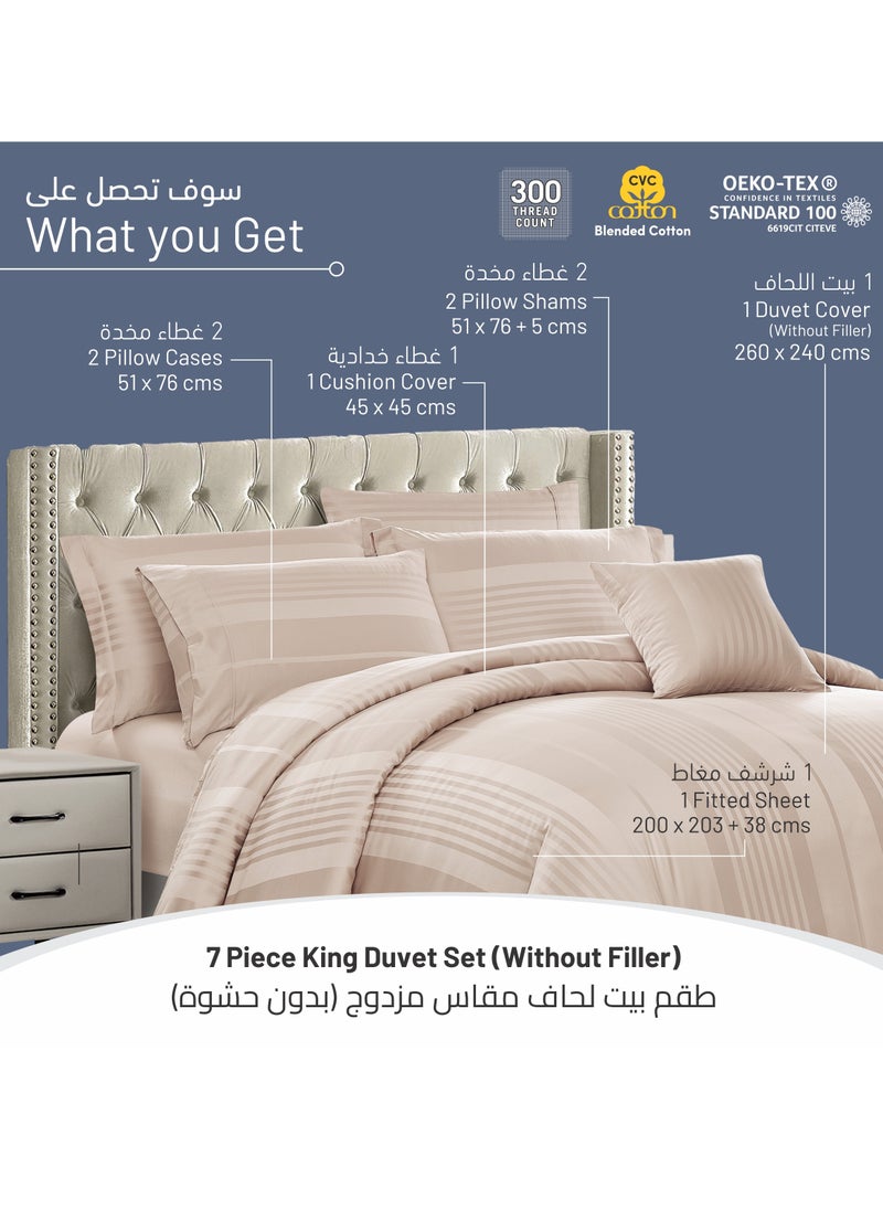 Donetella Hotel Style Duvet Set 7-Pcs King Size Cotton Blend All Season Bedding Set With Bed Quilt Cover/Duvet Cover & Corner Ties(Without Insert), French Oak  - Image 3