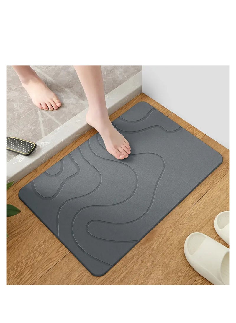 BLUE CORAL - Bath Stone Mat Luxury Diatomaceous Earth Shower Mat Non-Slip Fast Drying Mat for Kitchen Counter, Tub & Bathroom Floor (1-Pack Dark Grey) - Image 1